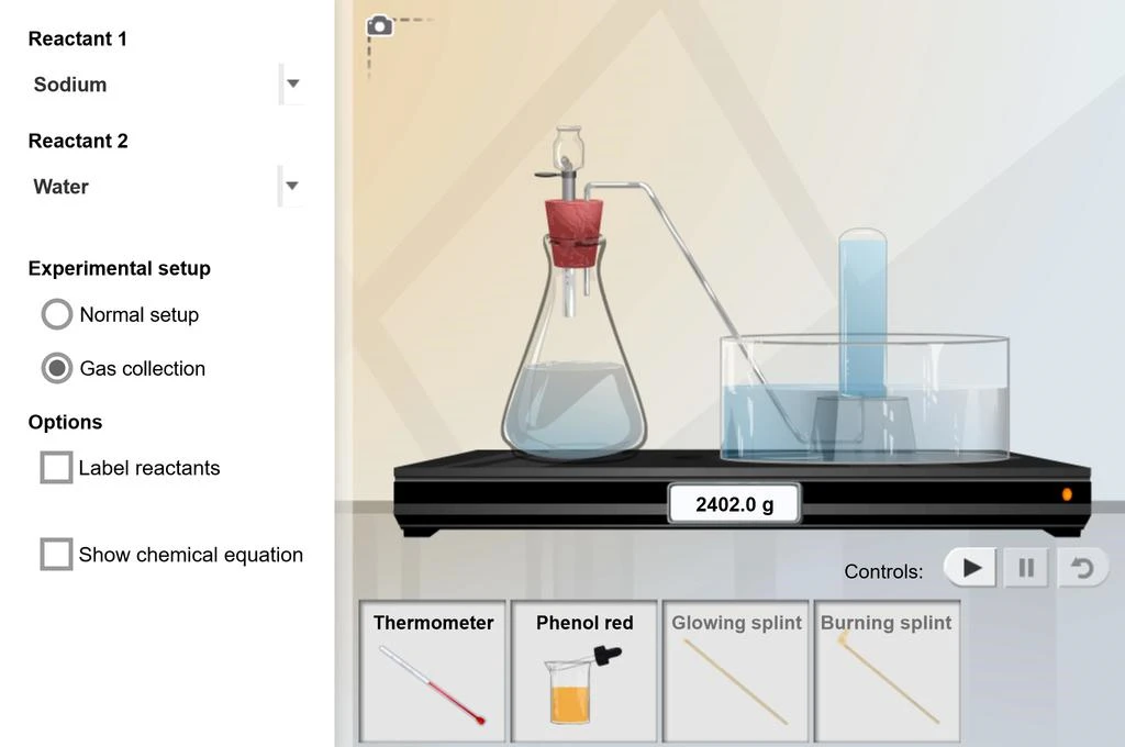 Preview of the Chemical Changes Gizmo