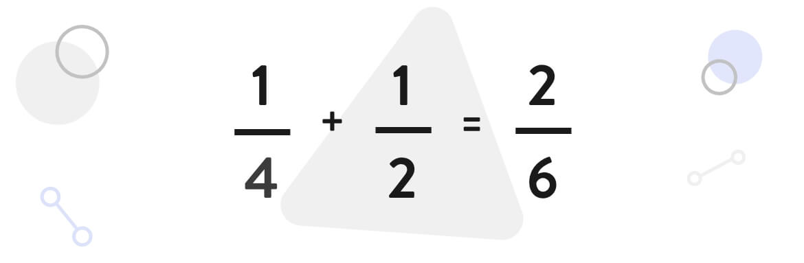 shows incorrect answer to adding fractions
