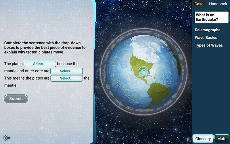 Plate tectonics evidence drop-down menu.