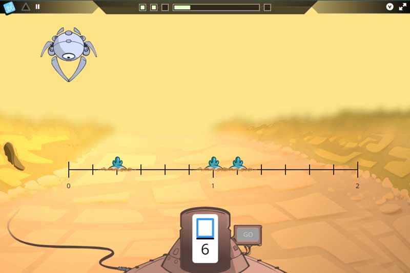Frax gameplay showing a number line.