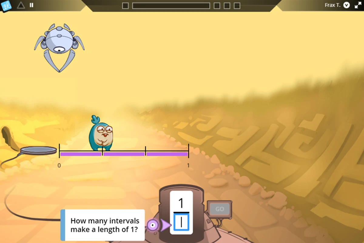 Screenshot of Frax gameplay showing intervals on a numberline