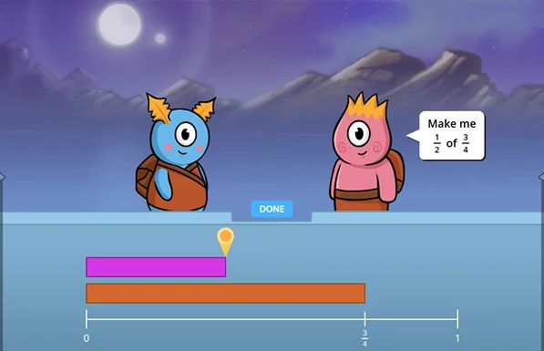 Students interact with visual representations in Frax.