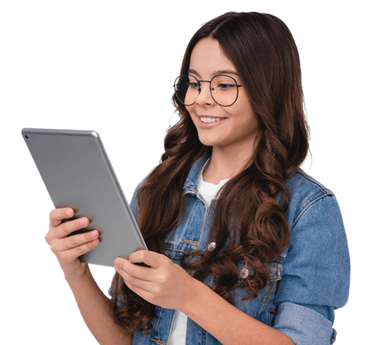 Girl looking at tablet