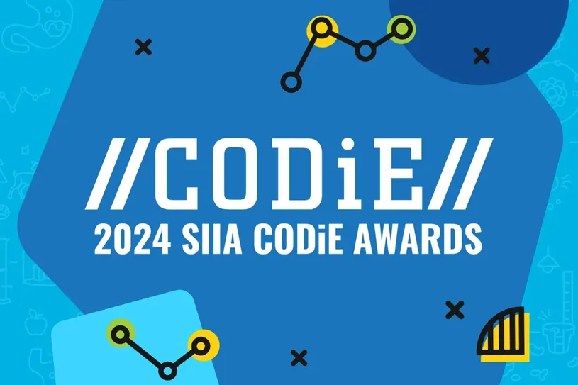 Logo of Codie Awards on blue background