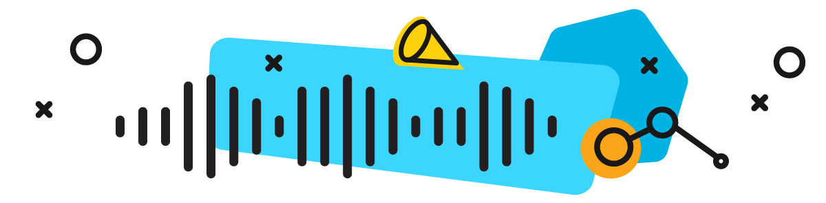 Illustration of a soundwave infographic with blue background