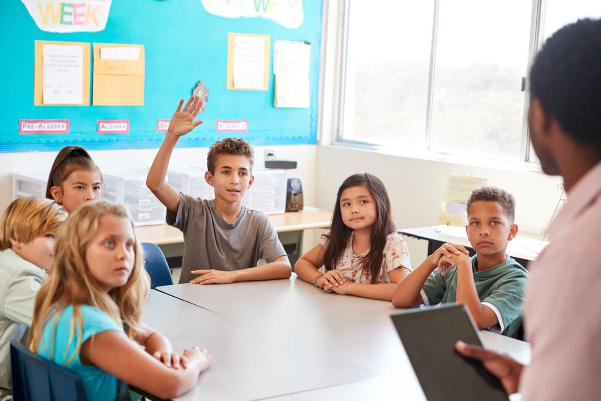 Students discussing in class