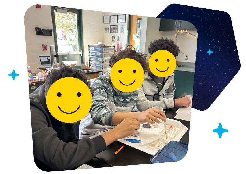 Alissa’s 8th-grade students work in the science lab.