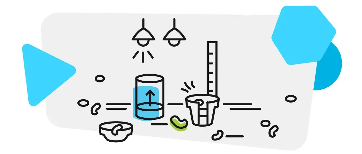 Graphic of supplies for an experiment to grow plants
