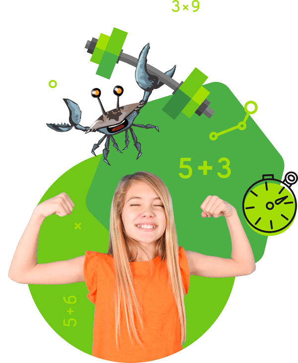 Girl flexing muscles and smiling