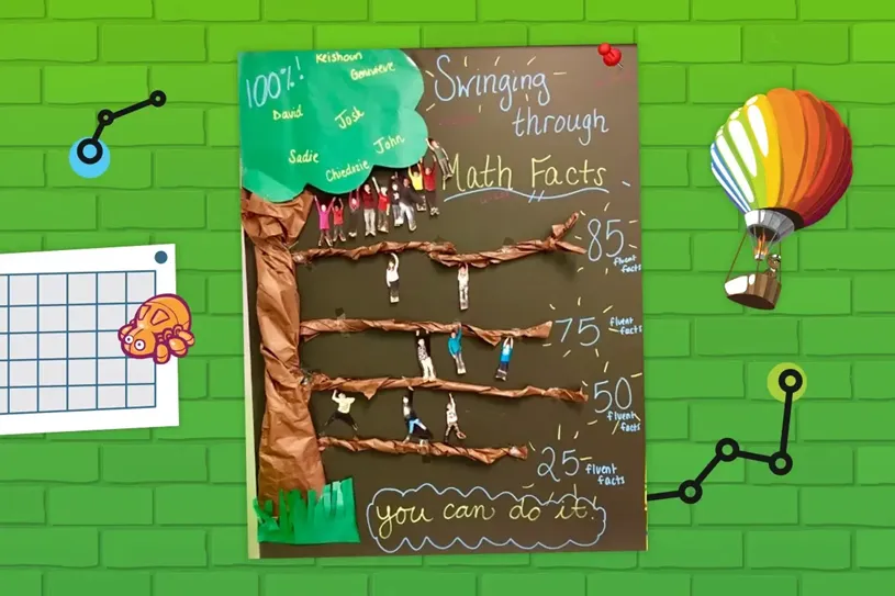 Swinging Through Math Facts Bulletin Board