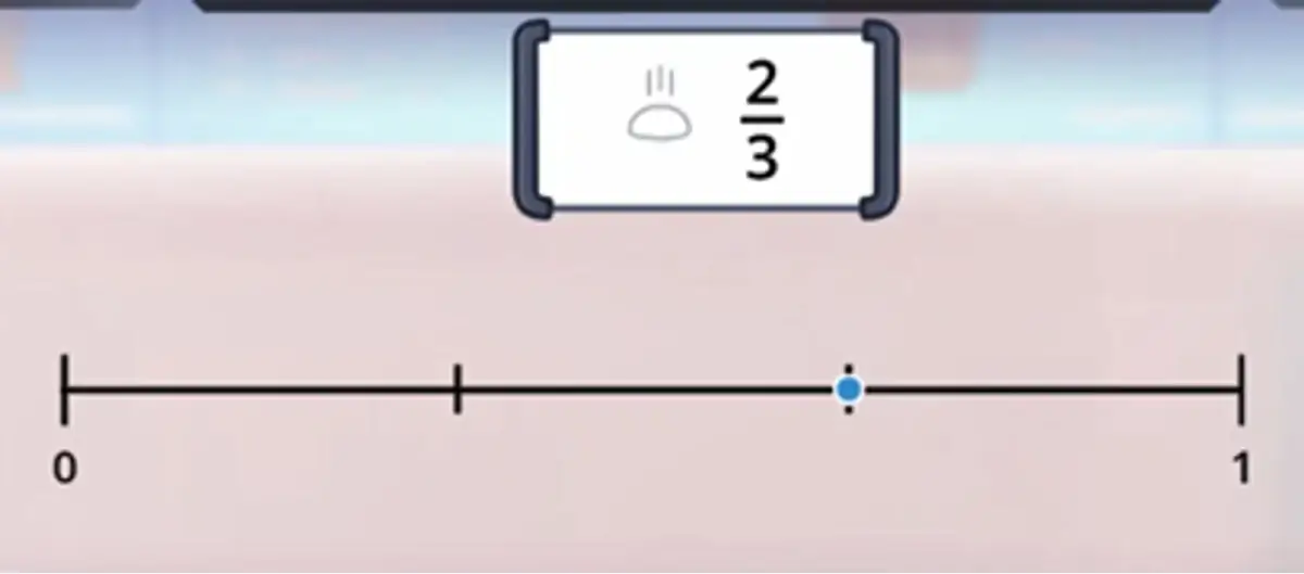 Frax game showing showing a number line